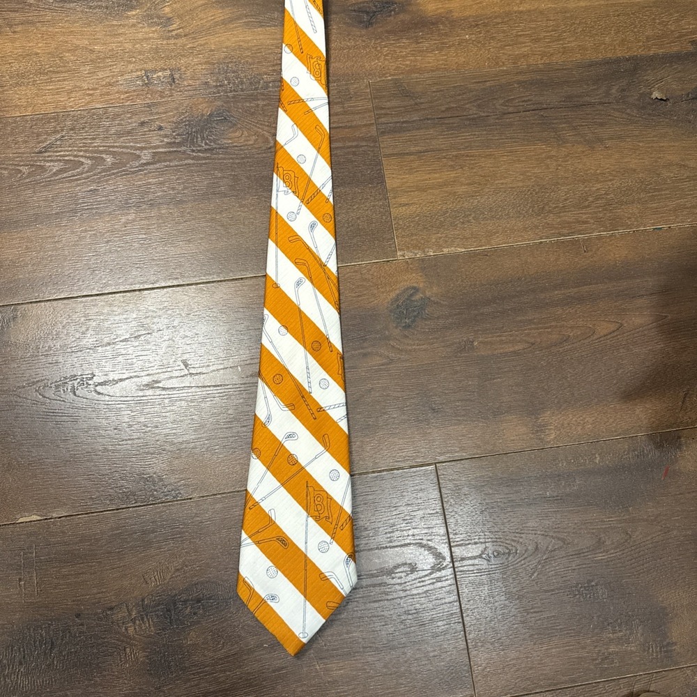 1930's Vintage Golf Silk Tie Hole 8 Flag Club Ball Art Deco Wm M Frazin Chicago